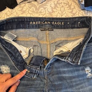 American Eagle Outfitters High Rise Distressed Blue Jeans